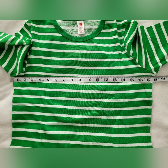 NWT Women's Sz Small Pajama Set, Green and White Striped - Picture 8 of 16